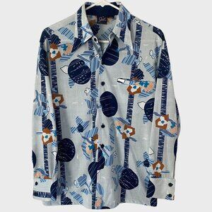 Vintage Joel California Abstract Retro Disco Button-Up Shirt Men's Medium Rare